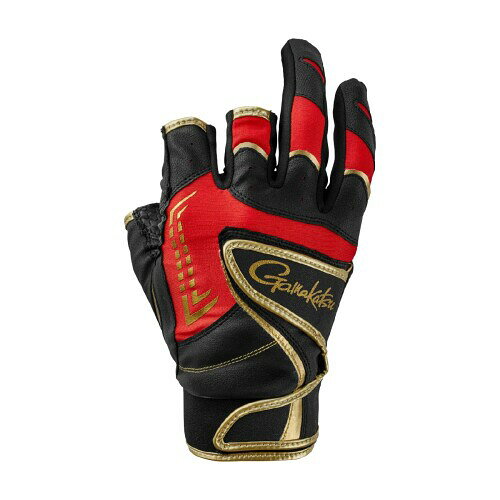 がまかつ(Gamakatsu) ダブルベルトフィッシンググローブ(3本切) GM7303 ブラック×レッド L