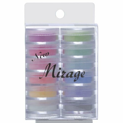 ミラージュ カラーパウダー N/KS・SE 3.5g×12色セット アクリルパウダー 曇りガラスの様な絶妙な透け感にデカラメが輝くスモーキーカラーセット