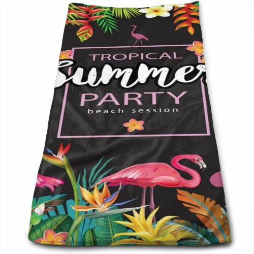 (理研オプテック) Cinlanck Summer Party Poster with Flamingoes and Tropical Vector Image Customized Facial Wash and Hair Care Absorbent Towel,Pool Gym Bathroom Super Soft Towels