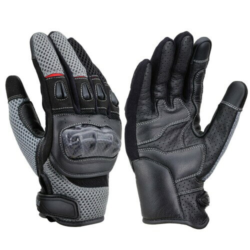 デイトナ(Daytona) バイク グローブ 夏 メッシュ 革(ヤギ革) カーボンプロテクター スマホ対応 カーボンメッシュグローブ DG-003 グレー Lサイズ 32438