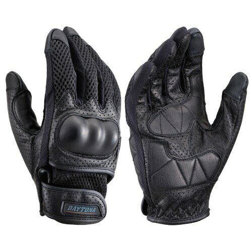 デイトナ(Daytona) バイク グローブ 夏 メッシュ 革(ヤギ革) ハードプロテクター スマホ対応 フルメッシュ プロテクターグローブ DG-002 ブラック Lサイズ 32261
