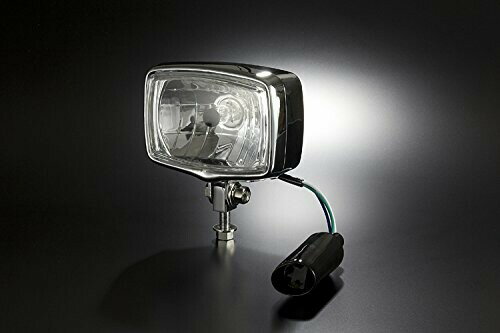 バイクパーツセンター(Bike Parts Center) 汎用 スクエアタイプメッキヘッドライトAssy H4バルブ 4.5イ..