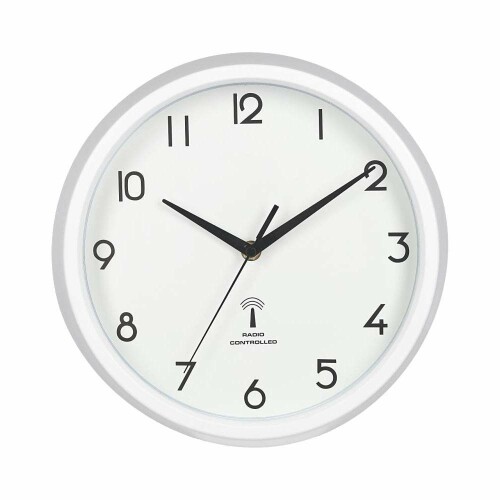 不二貿易 掛け時計 電波時計 直径27cm ホワイト スイープ 連続秒針 静音 カペラ 99275