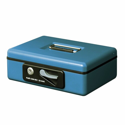 プラス 金庫 手提金庫 小型 W230×D194×80mm ブルー 12-864