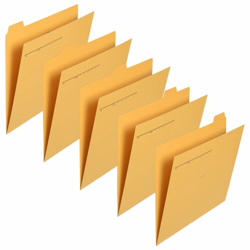 プラス カットフォルダー A4横マチなし 5山 5枚入 FL-065IF 87-387 イエロー