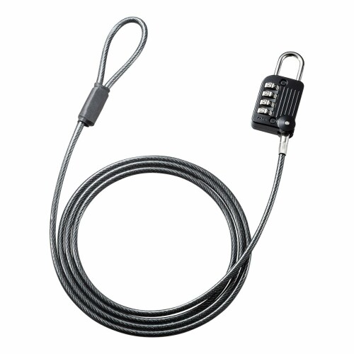 サンワサプライ(Sanwa Supply) セキュリティワイヤー一体型ダイヤル錠(ブラック) SLE-32S