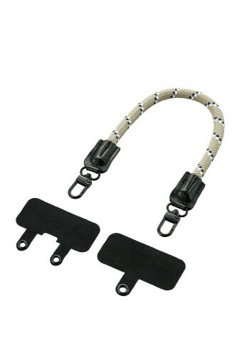 エレコム スマホ ハンドストラップ 丸紐 8mm ストラップシート付属 (1口タイプ×1枚、2口タイプ×1枚) 落..