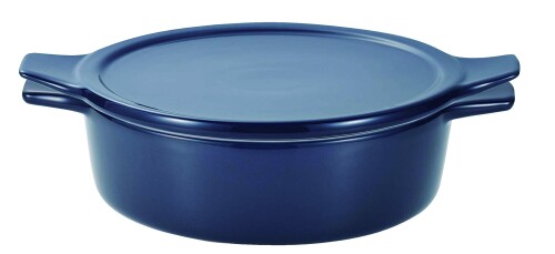 パール金属 鍋 15cm 浅型 オーブン対応 電子レンジ対応 レシピ付 ネイビー おまかせ L-1987