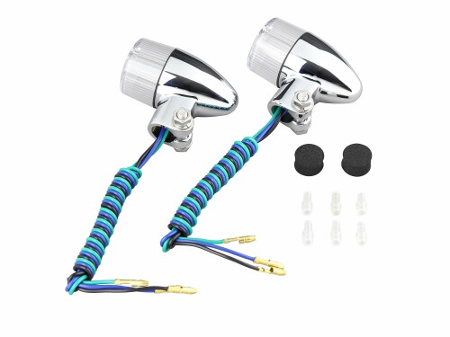 ポッシュフェイス(POSH FAITH) バイク用品 砲弾タイプウインカー ダブル球用 メッキボディ/クリアーレンズ 093499