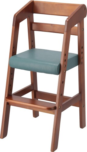 不二貿易 ベビーチェア キッズチェア 幅35×奥行41×高さ74.5cm ミディアムブラウン 木製 3段階 高さ調整可能 2才~5才 ハイチェア 14938