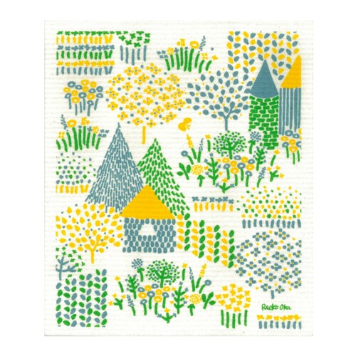 イーオクト(E.oct) エコンフォートハウス 吸水 速乾 水切りマット スポンジワイプ 点と線模様製作所 夏の村