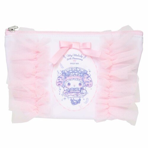 マイメロディ&リトルツインスターズ x DOLLY MIX フリル舟形ティッシュポーチ ライトピンク