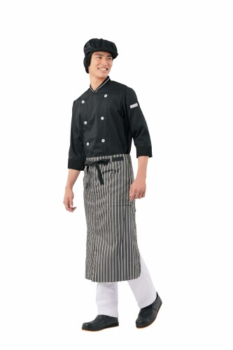 (モンブラン) コックコート 兼用 7分袖 黒／ライトグレー 6-430 3L