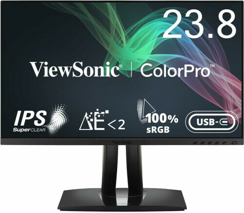 ViewSonic ビューソニックジャパン 23.8インチ ColorPro VP2456 カラーマネージメントモニター (フルHD/IPS/sRGB100%/Pantone認証/USB Type-C(60W給電)/高さ調整/フレームレス/写真編集モード/映像編集/CAD/CAM