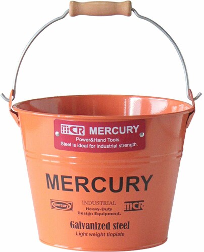 マーキュリー ブリキ バケツ スモール 5L [ファイ]23cm×H18cm オレンジ
