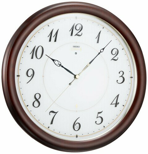 セイコークロック 掛時計 濃茶木地 直径333×47mm 電波 アナロ...(3)