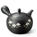 常滑焼 春秋黒3号松皮花水木 急須 460ml Y861