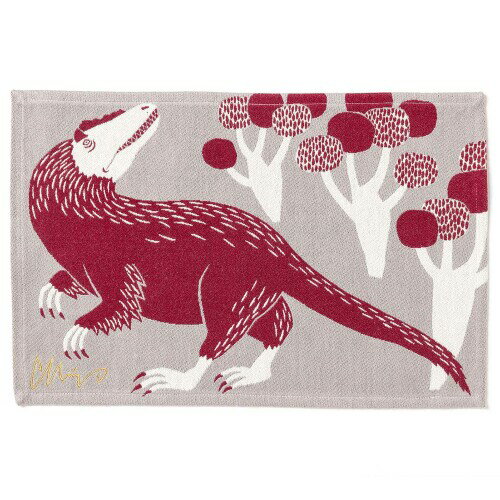 楠橋紋織(Kusubashi Mon Ori) ランチョンマット morita MiW あの地を歩く羽毛恐竜 グレー 約29.5×43cm A-69034-90...