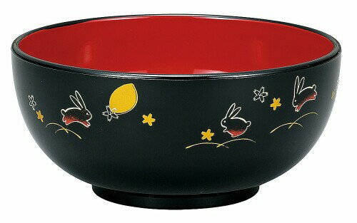宮本産業 汁椀 夢うさぎ 黒 麺どんぶり 4512951074406