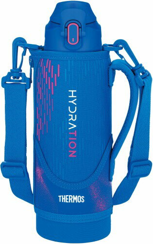 サーモス 水筒 真空断熱スポーツボトル 1L ブルーピンク 保冷専用 子供用 ポーチ付き 肩に優しいストラ..
