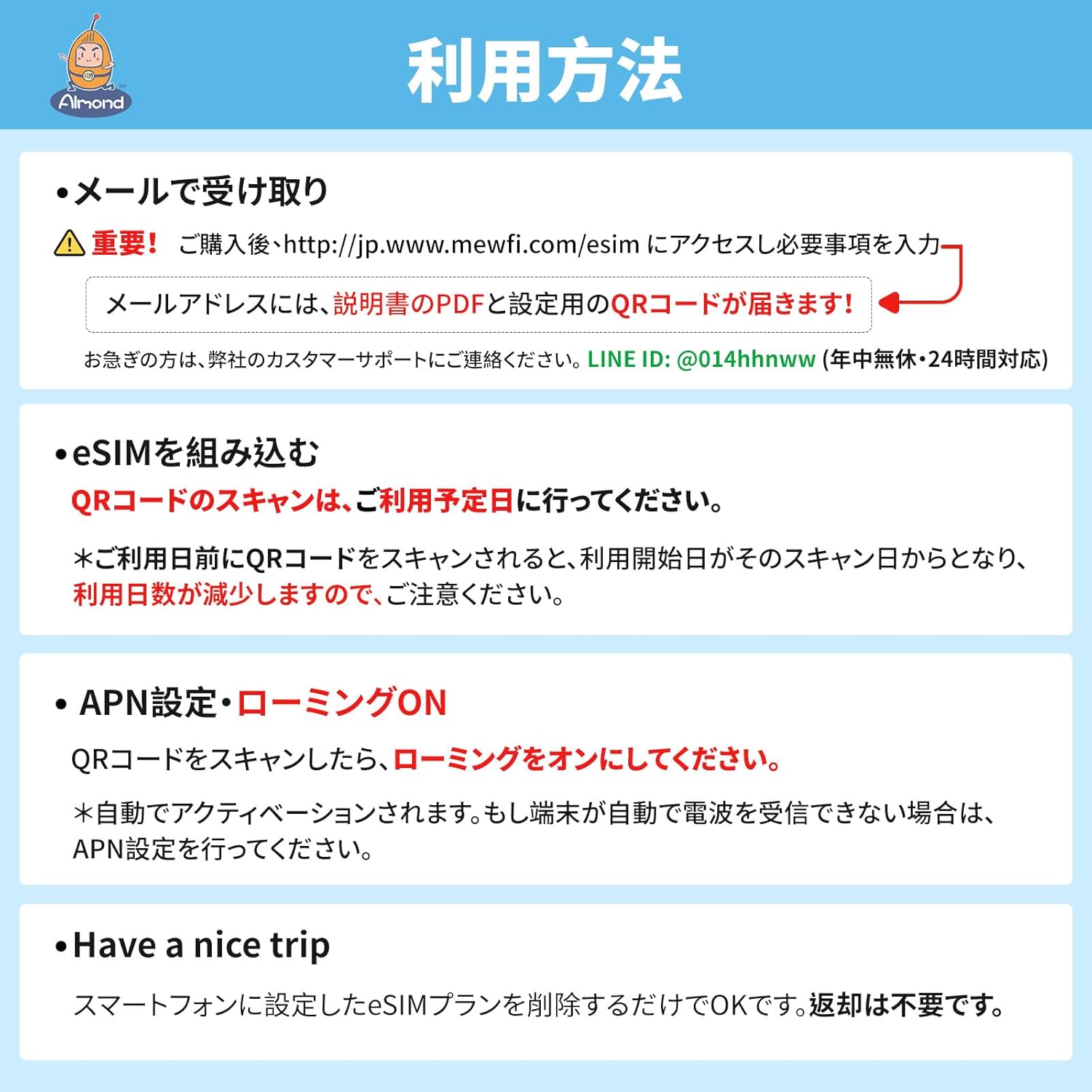 【Almond eSIM】ブラジル 南米 esim 15日間10GB 高速データ通信 当日発行可能 ブラ...