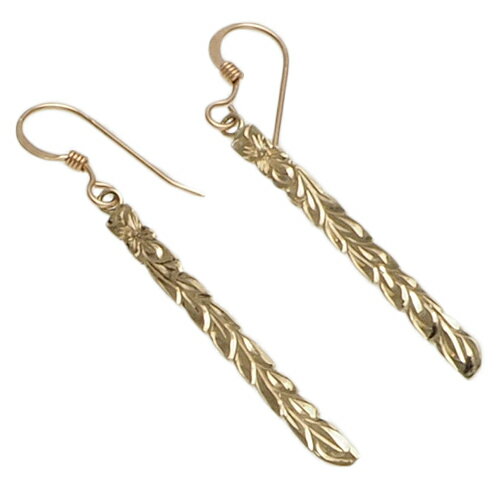 ハワイアンジュエリー ピアス イヤリング 14k ゴールド ハンドメイド 3mmゴールドプレートプルメリア カットアウトマイレリーフピアス レディース ゴールド