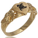 ハワイアンジュエリー リング ゴールドリング レディース 指輪 ハートエナメルイニシャル ハイビスカス 14K ハワイ製 2号-22号