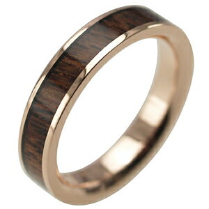 ハワイアンジュエリー リング ゴールドリング 指輪 alamea 14K ピンクゴールド 4mm コアウッドリング メンズ レディース ゴールド 刻印 7号-2...