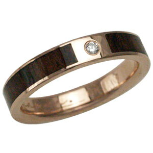 ハワイアンジュエリー リング ゴールドリング 指輪 alamea 14K ピンクゴールド 4mm ダイヤモンド コアウッドリング メンズ レディース ハワイアン...