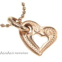ハワイアンジュエリー ネックレス ペンダント トップ 14K ゴールド ミニオープンハートトップ レディース ピンクゴールド
