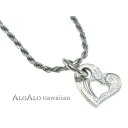 ハワイアンジュエリー ネックレス ペンダント トップ 14K ゴールド ミニオープンハートトップ レディース ホワイトゴールド