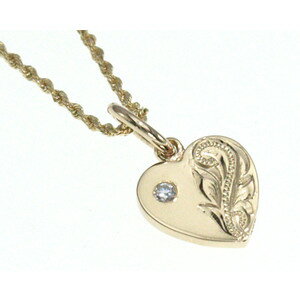ハワイアンジュエリー ネックレス ペンダント トップ 14K ゴールド リバーシブル ハートトップ レディース プルメリア イエローゴールド
