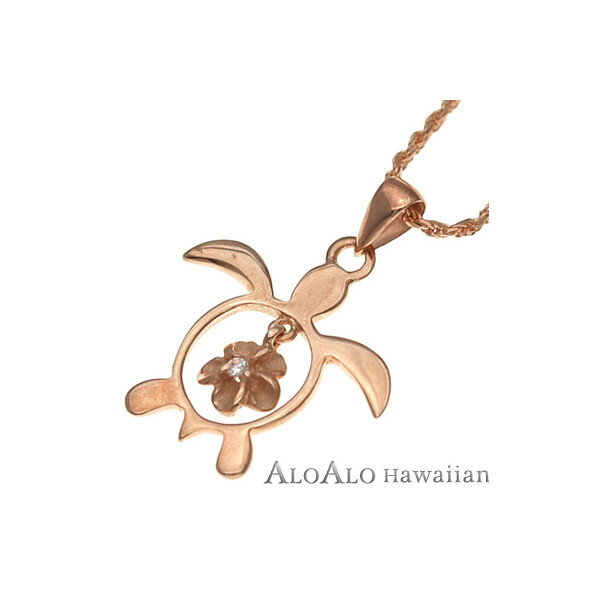 ハワイアンジュエリー ネックレス ペンダント トップ 14K ゴールド ホヌインサンドプルメリアトップ レディース イエローゴールド