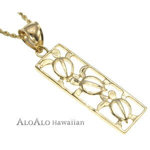ハワイアンジュエリー ネックレス ペンダント トップ 14K ゴールド 透かしホヌプレートトップ メンズ レディース イエローゴールド ホヌ プレート