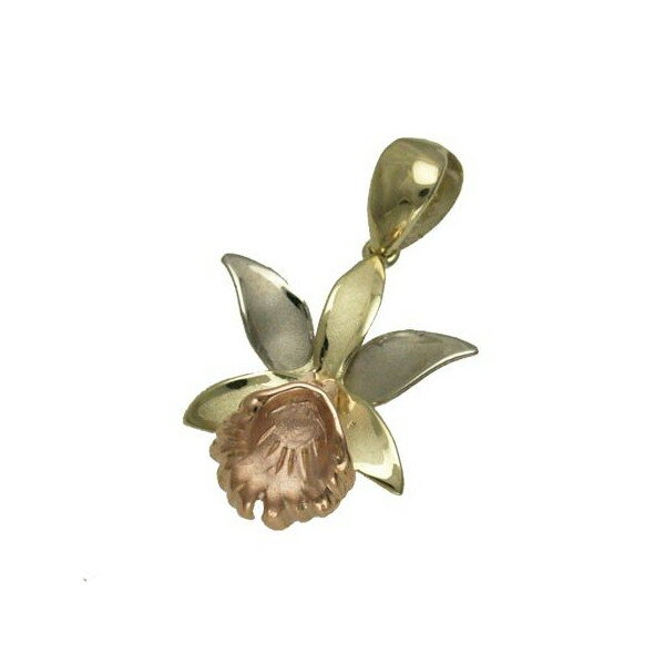 ハワイアンジュエリー ネックレス ペンダント トップ 14K 3カラー ゴールド オーキッドトップ レディース ハワイ製 トライカラー オーキッド