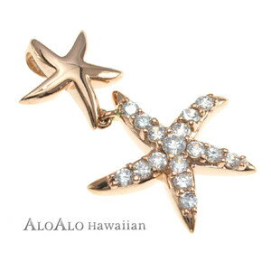 ハワイアンジュエリー ネックレス ペンダント トップ 14K ゴールド ダブルスターフィシュトップ メンズ レディース ヒトデ ピンクゴールド