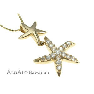 ハワイアンジュエリー ネックレス ペンダント トップ 14K ゴールド ダブルスターフィシュトップ メンズ レディース ヒトデ イエローゴールド