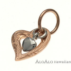 ハワイアンジュエリー ネックレス ペンダント トップ 14K ゴールド オープンハートツートンゴールドト..