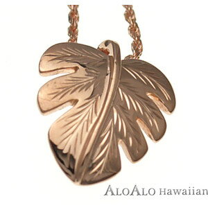 ハワイアンジュエリー ネックレス ペンダント トップ 14K ゴールド モンステラトップ メンズ レディース ピンクゴールド