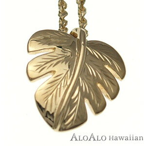 ハワイアンジュエリー ネックレス ペンダント トップ 14K ゴールド モンステラトップ メンズ レディース イエローゴールド
