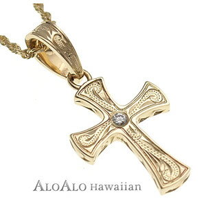 ハワイアンジュエリー ネックレス ペンダント トップ 14K ゴールド ゴシックフラットスクロールトップ メンズ レディース イエローゴールド