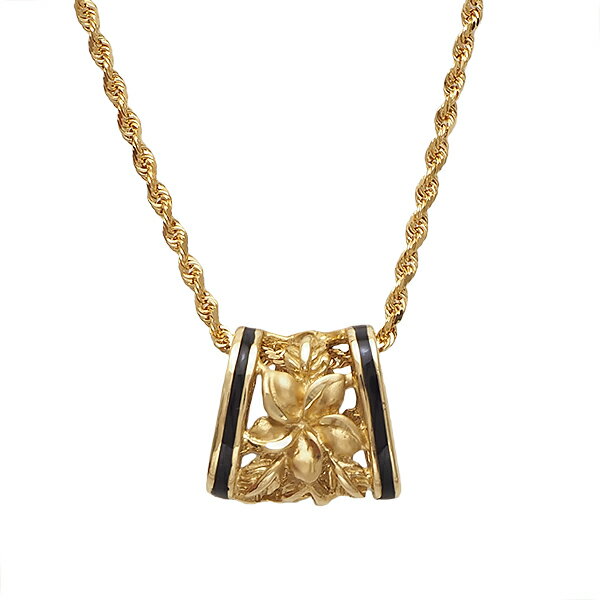 ハワイアンジュエリー ペンダント トップ 14K ゴールド プルメリア ドルフィン イルカ 両面デザイン