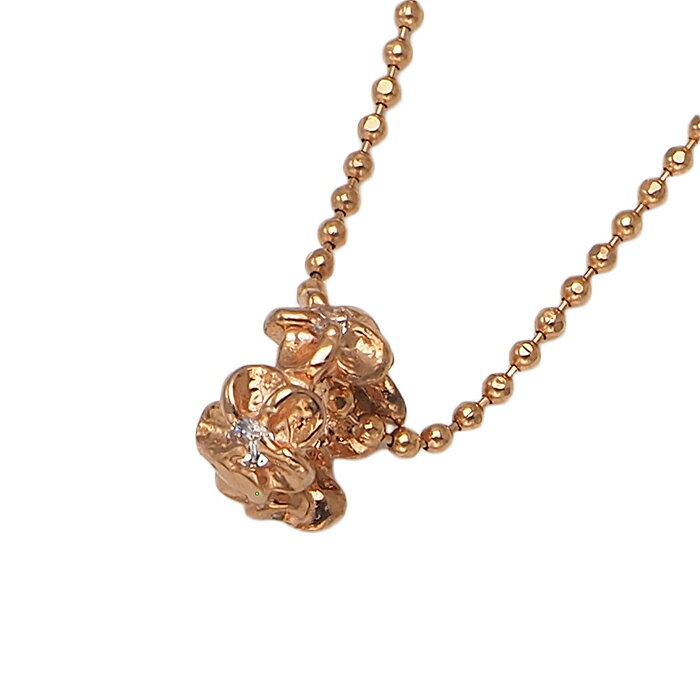 ハワイアンジュエリー ネックレス ペンダント トップ 14K ゴールド リングプルメリアレイトップ レディース ジルコニア ピンクゴールド