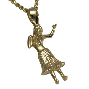 ハワイアンジュエリー ネックレス ペンダント トップ 14K ゴールド フラガールトップ メンズ レディース イエローゴールド フラ ハワイ製