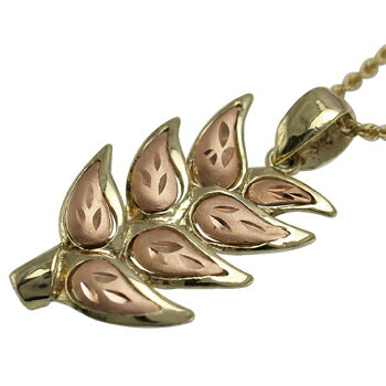 ハワイアンジュエリー ネックレス ペンダント トップ 14K ゴールド 2トーンカラー ヘリコニアトップ メンズ レディース ハワイ製