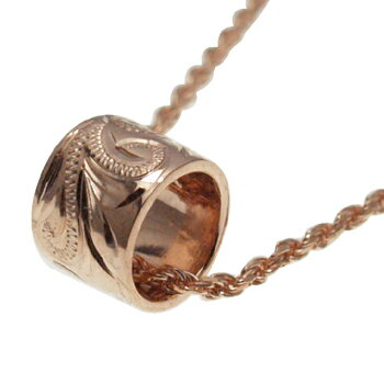 ハワイアンジュエリー ネックレス ペンダント トップ 14K ゴールド スクロールチューブミニトップ メンズ レディース バレル ピンクゴールド