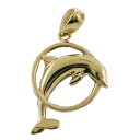ハワイアンジュエリー ネックレス ペンダント トップ 14K ゴールド サークルドルフィントップ1 メンズ レディース イルカ ドルフィン ハワイ製