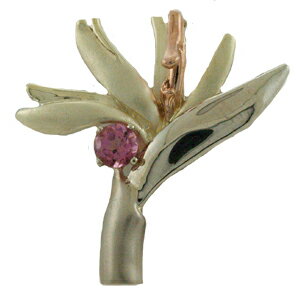 ハワイアンジュエリー ネックレス ペンダント トップ 14K ゴールド ストーン3カラー バードオブパラダイストップ L レディース ハワイ製