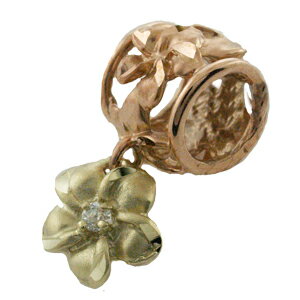 ハワイアンジュエリー ネックレス ペンダント トップ 14K ゴールド 2トーン ぶら下がり プルメリアタルトップ レディース グリーンゴールド ピンクゴールド...