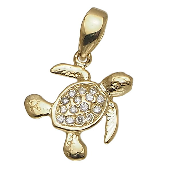 ハワイアンジュエリー ネックレス ペンダント トップ 14K ゴールド ダイヤモンドリアルホヌトップ メンズ レディース ホヌ 海亀 ハワイ製